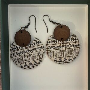 Boho Patterned Earrings with Brown Accents